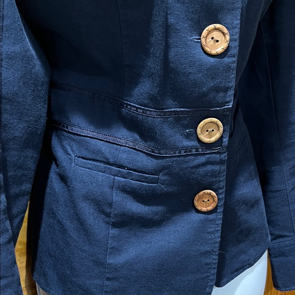 Chadwicks Navy Lightweight Military Style Jacket with Wooden Buttons - Picture 7 of 15